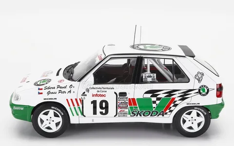 1/18 (Ixo models) SKODA FELICIA KIT CAR # 19 P.Sibera - P.Gross Tour de Corse 1995 (Beyaz ve yeşil)