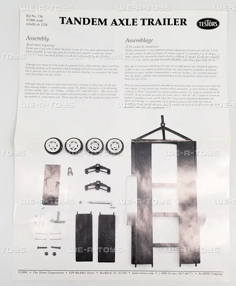 1/24 (Testors) CAR TRAILER REMORQUE DU AUTOS -1/24 Testors Araba Römorku Döküm Model Kiti