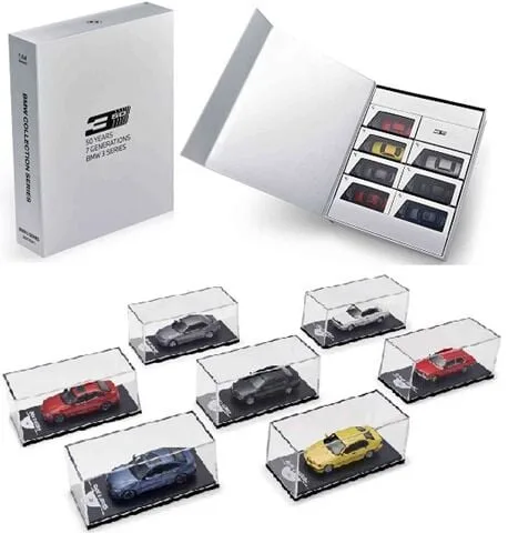 1/64 (Almost real) BMW SET 7X 3-SERIES COLLECTION 50 YEARS - 7 GENERATION - E21 1975 - E30 1982 - E36 1990 - E46 1997 -
