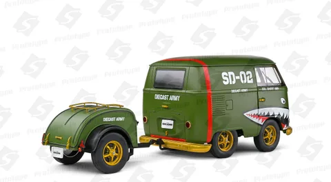 1/18 (Solido) VOLKSWAGEN KOOL KOMBI – ARMY FIGHTER –2023 (Askeri Zeytin Yeşili/Özel Grafik Kaplamalı)