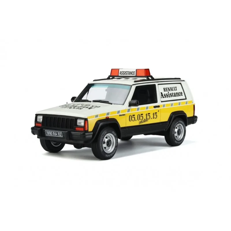 1/18 (Otto models) JEEP CHEROKEE RENAULT ASSISTANCE 1995 (RESİNE MODEL) (Beyaz-Sarı)