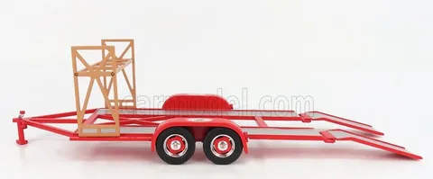1/18 (Gmp) CARRELLO TRANSPORTO AUTO 2 ASSI CAR TRANSPORTER TRAILER THE BUSTED KNUCKLE GARAGE (Kırmızı ve Metalik Gümüş)