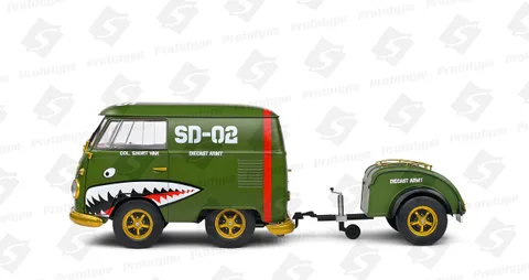 1/18 (Solido) VOLKSWAGEN KOOL KOMBI – ARMY FIGHTER –2023 (Askeri Zeytin Yeşili/Özel Grafik Kaplamalı)