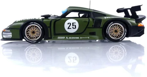 1/18 (Werk83) PORSCHE 911 GT1 24H LEMANS 1996 PRE-QUALİFYİNG WOLLEK, BOUTSEN,STUCK (Mat Yeşil)