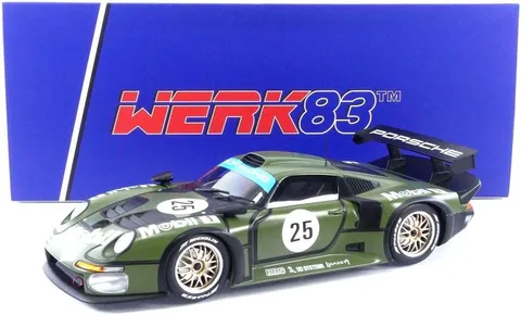1/18 (Werk83) PORSCHE 911 GT1 24H LEMANS 1996 PRE-QUALİFYİNG WOLLEK, BOUTSEN,STUCK (Mat Yeşil)