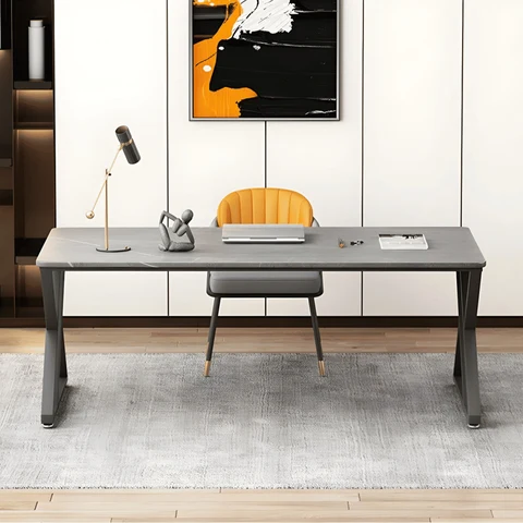 ÇLM6845 Modern Dikdörtgen Çalışma Masası MDF Üstlü Metal Kızak Ayaklı