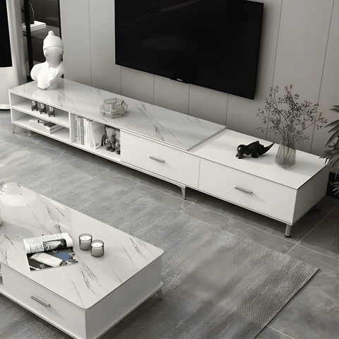 KTV-020 Modern Dikdörtgen TV Sehpası Ahşap 2 Çekmeceli Raflı 200 cm