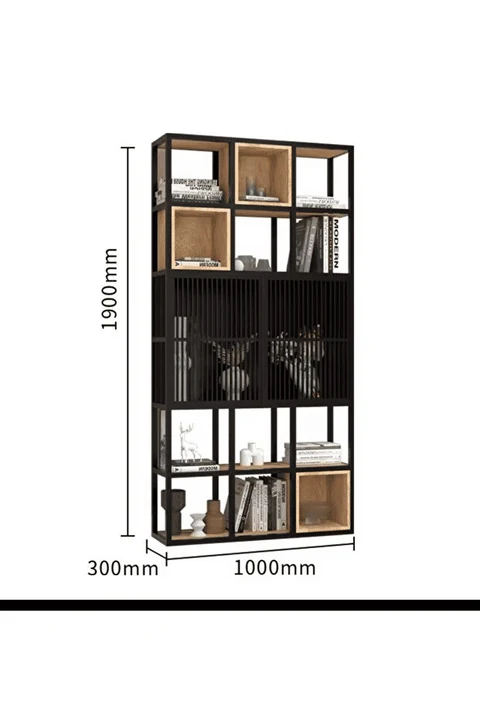 KTP4018 Siyah Metal Kitaplık 100x30x190 cm
