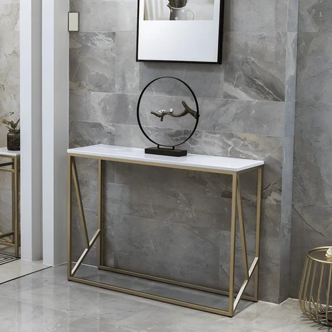 DRS-055 Dikdörtgen Konsol Masa MDF Metal Ayaklı