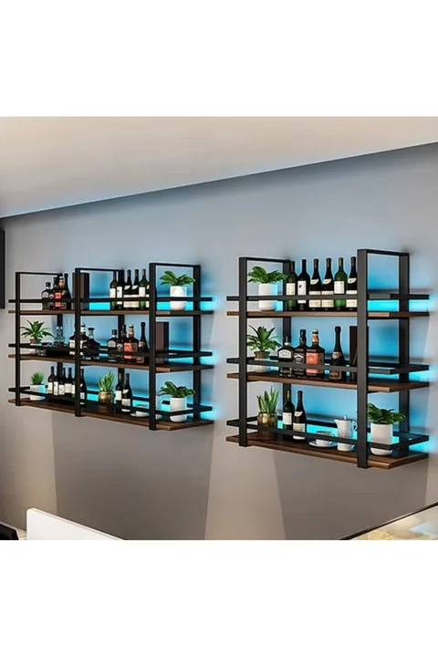 ŞRP6654 Modern Endüstriyel Metal Duvara Monte Şaraplık Standı