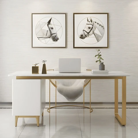 KC-0248 MDF Ofis Masası, 3 Çekmeceli Metal Çalışma Masası