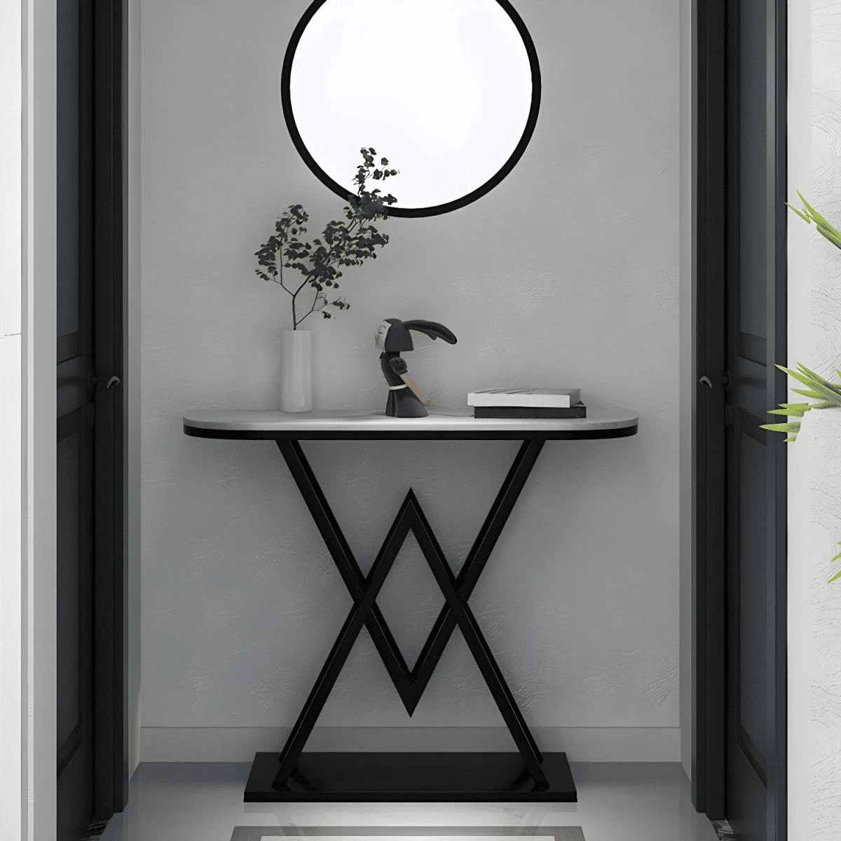 DRS-070 Yarım Daire Dresuar Masa MDF Metal Ayaklı