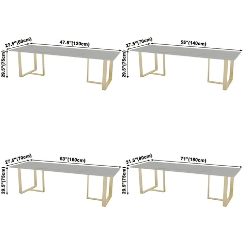 YMK3468 Modern Dikdörtgen Yemek Masası, MDF Tabla, Altın Ayak