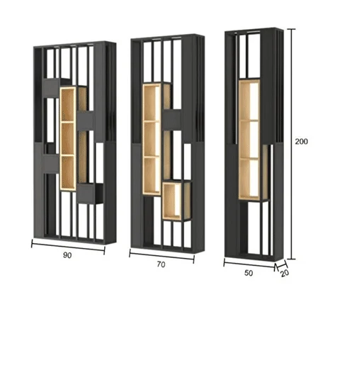 SPT820 Siyah Metal Separatör Kitaplık 90x20x200 cm