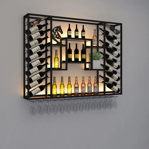 KC-066 Yatay Şarap Depolama Kadeh ve Şarap Rafı Metal Şaraplık 150x20x120