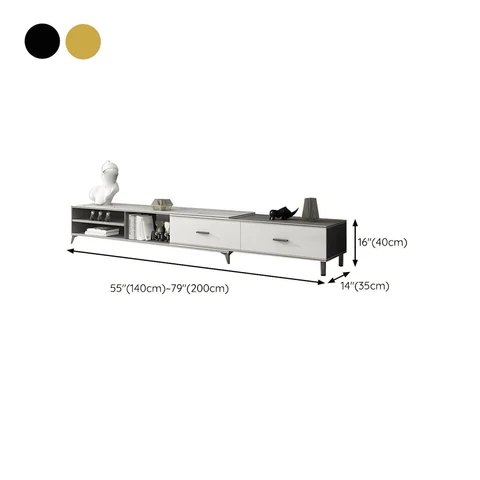 KTV-020 Modern Dikdörtgen TV Sehpası Ahşap 2 Çekmeceli Raflı 200 cm