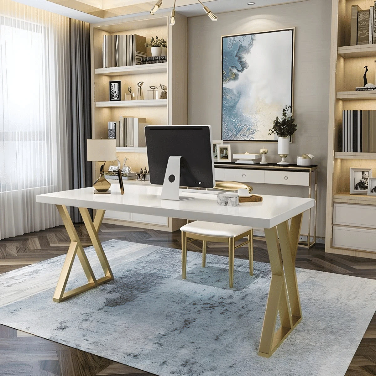 KC-0245 Beyaz MDF Çalışma Masası, Dikdörtgen Ofis Toplantı Masası