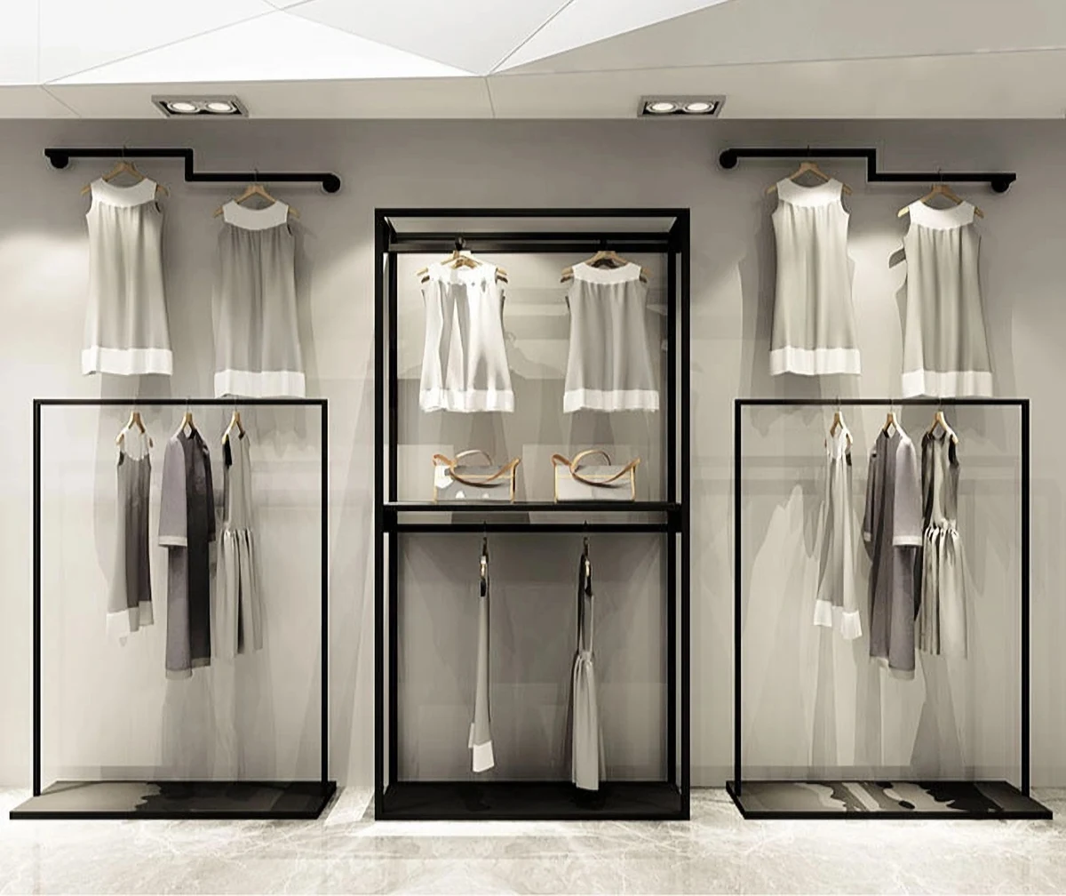 KC-043 Yüksek Kaliteli Metal Giyim Rafı Mağaza Tasarımı Showroom Giysi Rafı