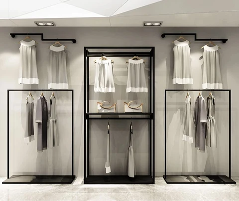 KC-043 Yüksek Kaliteli Metal Giyim Rafı Mağaza Tasarımı Showroom Giysi Rafı