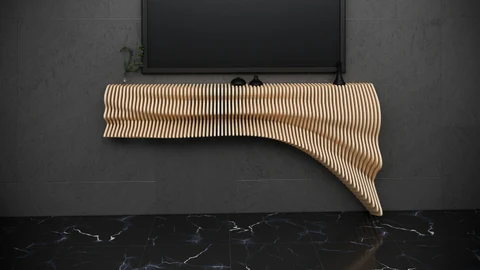 KC-0605 Parametrik Dalgalı Ahşap TV Ünitesi