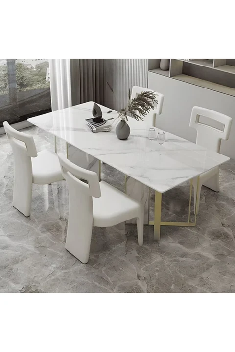 YMK-02 Modern Dikdörtgen Yemek Masası MDF Metal Ayaklı