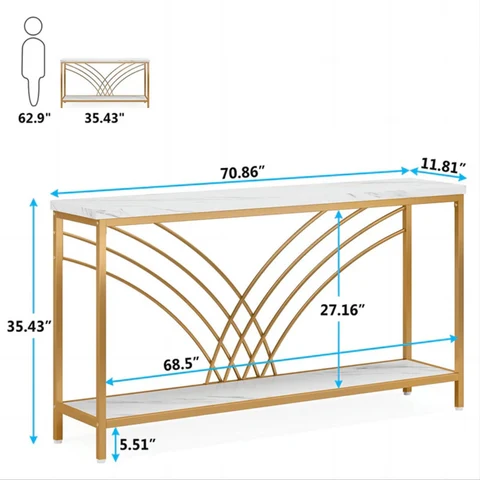 DRS-04 Dikdörtgen Konsol Masa MDF Metal Ayaklı