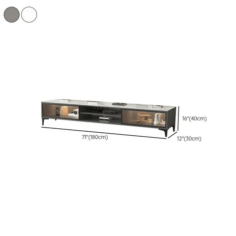 KTV-011 Modern Dikdörtgen TV Sehpası MDF 2 Dolaplı Işıklı