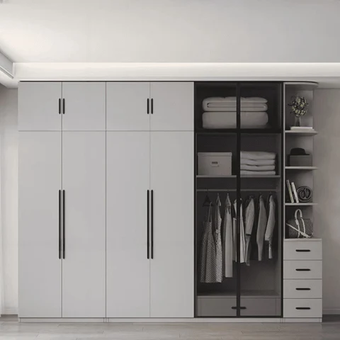DLP-026 Modern Dikdörtgen Gardırop Ahşap Çekmeceli Askılıklı