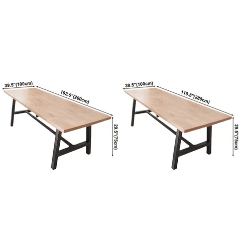 YMK3299 Masif Ahşap Yemek Masası, Metal Ayaklı, Doğal Ahşap