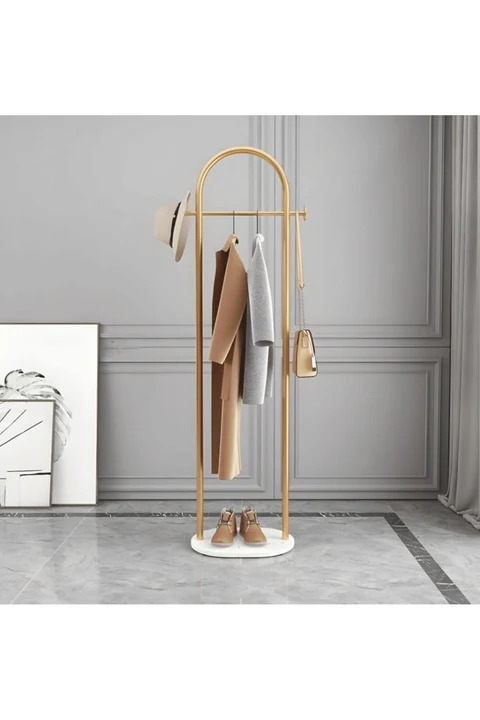 KC-0149 Metal Çift Kancalı Askılık, 170 cm Gold-Beyaz