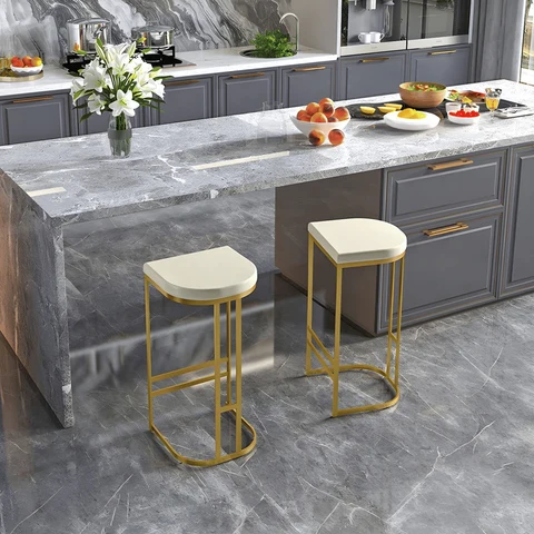 KC-0158 Nordic Tarzı Suni Deri Sırtlıksız Bar Taburesi, 2'li Set