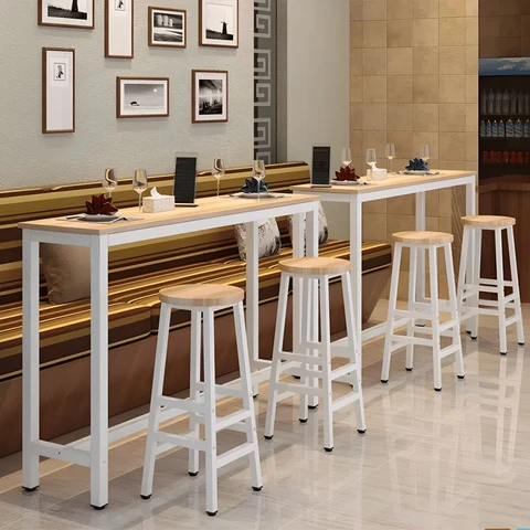 BRM5443 Modern Dikdörtgen Bar Masası Ahşap Metal Ayaklı