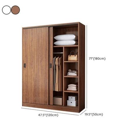 DLP-030 Modern Ahşap Gardırop Kapaklı Raflı Askılıklı