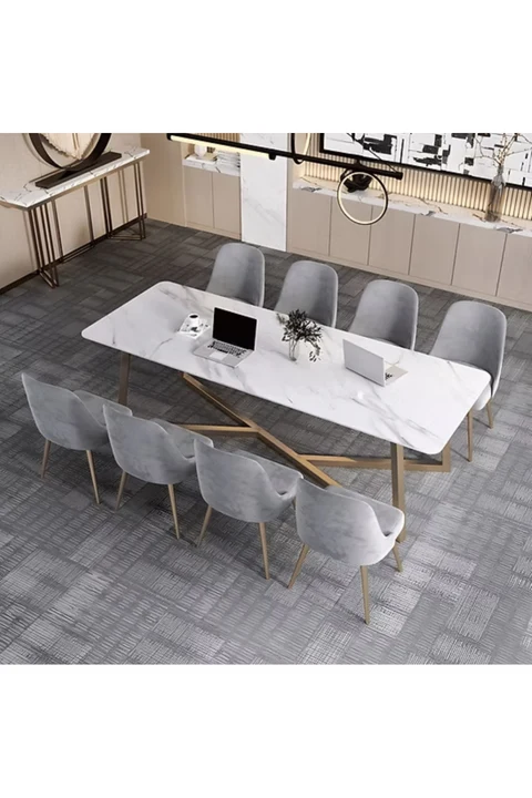 YMK349 Modern Dikdörtgen Çalışma Masası MDF Üstlü Metal Ayaklı Beyaz