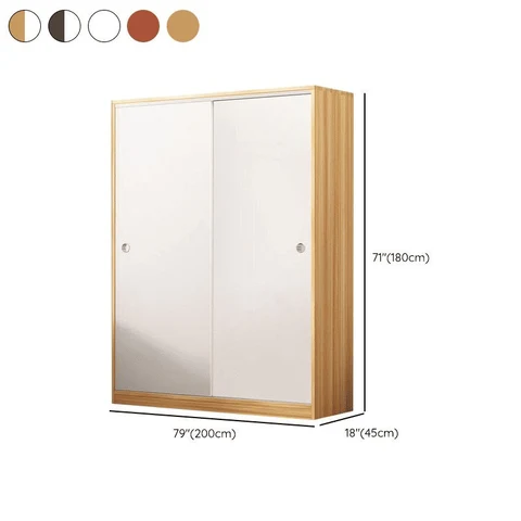 DLP-027 Modern Dikdörtgen Gardırop Ahşap Kapaklı Raflı Askılıklı