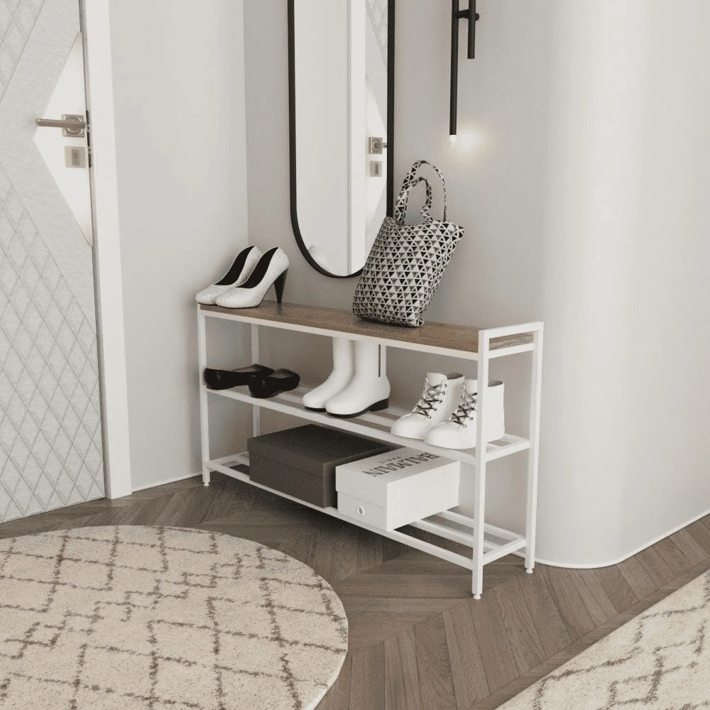 AYK7375 Modern Ahşap ve Metal Ayakkabılık