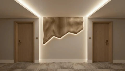 PRM2368 Modern Parametrik Dalgalı Ahşap Duvar Paneli