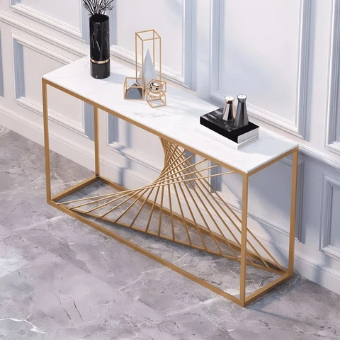 DRS-080 Modern Dikdörtgen Konsol Masa MDF Metal Ayaklı