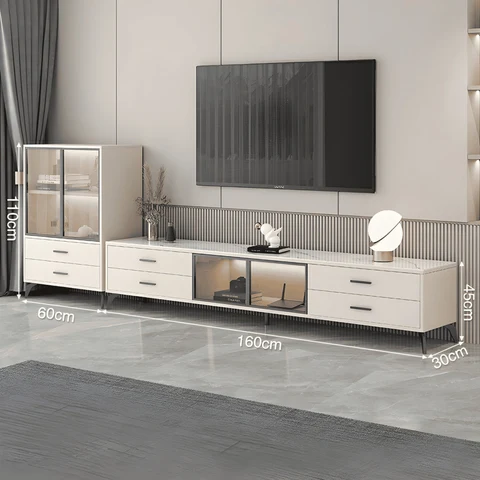 KTV-03 Modern Dikdörtgen TV Sehpası MDF 4 Çekmeceli 2 Dolaplı Siyah