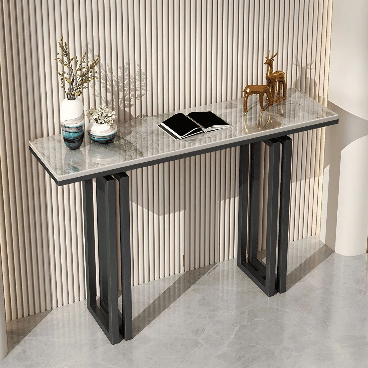 KC-0210 Modern MDF Üstlü Demir Ayaklı Hol Konsol Masası Dresuar