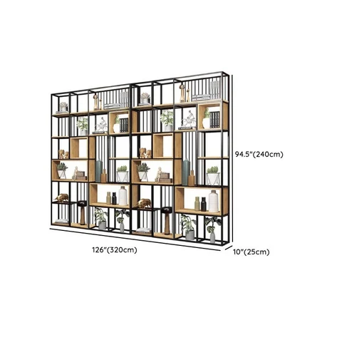 KC-0238 MDF Raflı Ahşap Görünümlü Metal Vitrin, Tasarım Kitaplık