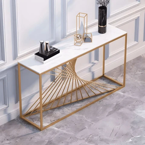 DRS-080 Modern Dikdörtgen Konsol Masa MDF Metal Ayaklı