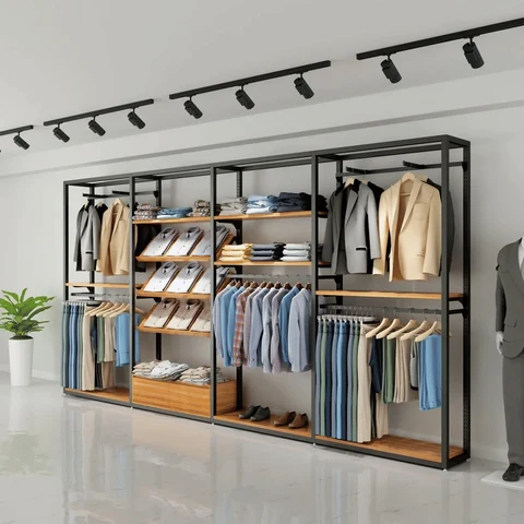 MĞZ7846 Modern Duvara Monte Metal Butik Konfeksiyon Askılık Standı