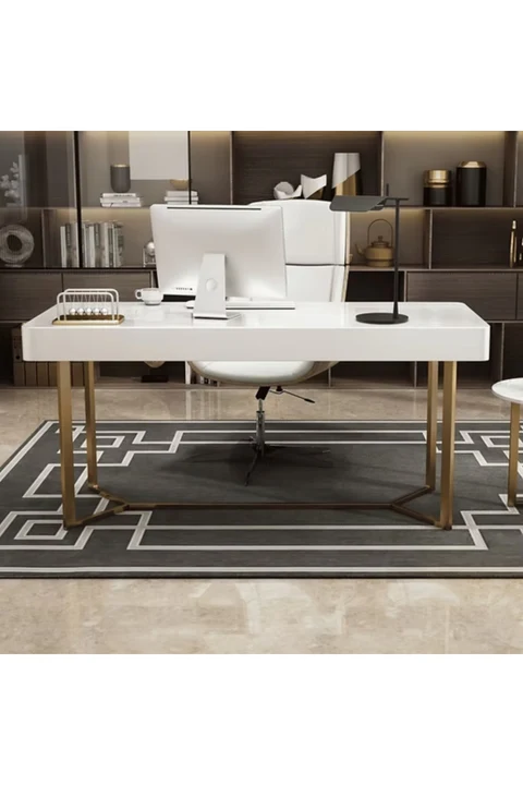 ÇLM4608 Modern Dikdörtgen Çalışma Masası Ahşap Metal Ayaklı