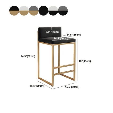 KC-0165 Modern Kolsuz Arkalıklı Tezgah Bar Taburesi, Çelik Kadife