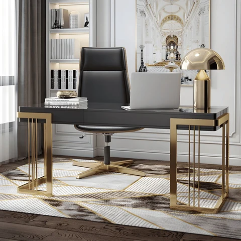 ÇLM510 Modern Dikdörtgen Çalışma Masası MDF Üstlü Metal Kızak Ayaklı Çekmeceli