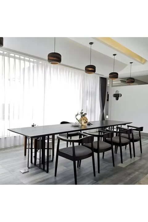 YMK2138 Endüstriyel Dikdörtgen Yemek Masası Ahşap Metal Ayaklı