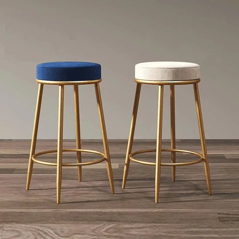 KC-0159 Art Tekstil Bar Taburesi, Yuvarlak, Ayak Destekli