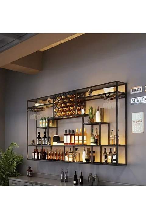 ŞRP7439 Modern Duvara Monte Metal Şaraplık Standı