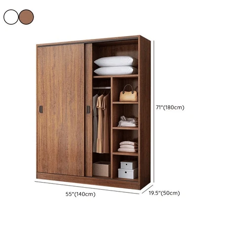 DLP-030 Modern Ahşap Gardırop Kapaklı Raflı Askılıklı